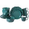 imageStone  Lain Jamie Porcelain 16Piece Geometric Dinnerware Set GreyGreen