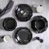 imageStone  Lain Jamie Porcelain 16Piece Geometric Dinnerware Set Black