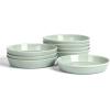 imageStone Lain Claire 12Piece Dinnerware Set Stoneware Plates and Bowls Set Dishwasher and Microwave Safe Dish Set for 4 GreenGreen