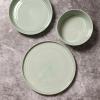 imageStone Lain Claire 12Piece Dinnerware Set Stoneware Plates and Bowls Set Dishwasher and Microwave Safe Dish Set for 4 GreenGreen