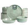 imageStone Lain Claire 12Piece Dinnerware Set Stoneware Plates and Bowls Set Dishwasher and Microwave Safe Dish Set for 4 GreenGreen