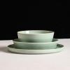 imageStone Lain Claire 12Piece Dinnerware Set Stoneware Plates and Bowls Set Dishwasher and Microwave Safe Dish Set for 4 GreenGreen
