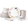 imageStone Lain Rosie 12Piece Dinnerware Set Porcelain Plates and Bowls Set Dishwasher and Microwave Safe Dish Set for 4 MulticoloredMulticolor