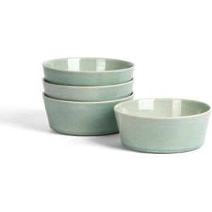 imageStone Lain Claire 12Piece Dinnerware Set Stoneware Plates and Bowls Set Dishwasher and Microwave Safe Dish Set for 4 GreenGreen
