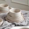 image:imageStone Lain Haven Modern Stoneware 4 Piece Bowls Sets Dish Set for 4 Reactive Glaze GreyBeige