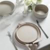 image:imageStone Lain Haven Modern Stoneware 4 Piece Bowls Sets Dish Set for 4 Reactive Glaze GreyBeige