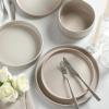 image:imageStone Lain Haven Modern Stoneware 4 Piece Bowls Sets Dish Set for 4 Reactive Glaze GreyBeige