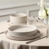 image:imageStone Lain Haven Modern Stoneware 4 Piece Bowls Sets Dish Set for 4 Reactive Glaze GreyBeige