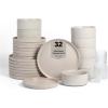 image:imageStone Lain Haven Modern Stoneware 4 Piece Bowls Sets Dish Set for 4 Reactive Glaze GreyBeige