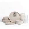 image:imageStone Lain Haven Modern Stoneware 4 Piece Bowls Sets Dish Set for 4 Reactive Glaze GreyBeige