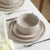 image:imageStone Lain Haven Modern Stoneware 4 Piece Bowls Sets Dish Set for 4 Reactive Glaze GreyBeige