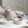image:imageStone Lain Haven Modern Stoneware 4 Piece Bowls Sets Dish Set for 4 Reactive Glaze GreyBeige