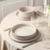 image:imageStone Lain Haven Modern Stoneware 4 Piece Bowls Sets Dish Set for 4 Reactive Glaze GreyBeige