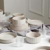 image:imageStone Lain Haven Modern Stoneware 4 Piece Bowls Sets Dish Set for 4 Reactive Glaze GreyBeige