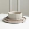 image:imageStone Lain Haven Modern Stoneware 4 Piece Bowls Sets Dish Set for 4 Reactive Glaze GreyBeige