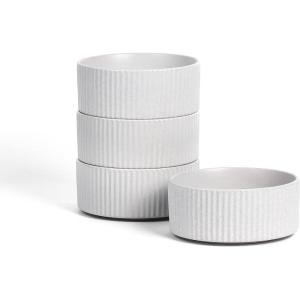 image:imageStone Lain Haven Modern Stoneware 4 Piece Bowls Sets Dish Set for 4 Reactive Glaze GreyGray