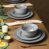 image:imageStone Lain Comet 12Piece Dinnerware Set Stoneware Plates and Bowls Set Dishwasher and Microwave Safe Dish Set for 4 CreamGray