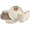 image:imageStone Lain Infinity 12Piece Dinnerware Set Stoneware Plates and Bowls Set Dishwasher and Microwave Safe Dish Set for 4 GreenBeige