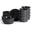 image:imageStone Lain Slate 12Piece Dinnerware Set Stoneware Plates and Bowls Set Dishwasher and Microwave Safe Dish Set for 4 BlackBlack