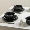 image:imageStone Lain Slate 12Piece Dinnerware Set Stoneware Plates and Bowls Set Dishwasher and Microwave Safe Dish Set for 4 BlackBlack