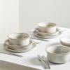 image:imageStone Lain Slate 12Piece Dinnerware Set Stoneware Plates and Bowls Set Dishwasher and Microwave Safe Dish Set for 4 BlackWhite