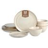 image:imageStone Lain Infinity 12Piece Dinnerware Set Stoneware Plates and Bowls Set Dishwasher and Microwave Safe Dish Set for 4 GreenBeige