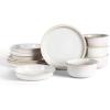 image:imageStone Lain Slate 12Piece Dinnerware Set Stoneware Plates and Bowls Set Dishwasher and Microwave Safe Dish Set for 4 BlackWhite