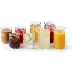 image:imageStone Lain Celina Drinking Glasses Set of 8  4 Tall 169 oz amp 4 Short 12 oz Clear Borosilicate Glassware  Modern Everyday Tumbler Set