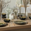 image:imageStone Lain Riley 12Piece Dinnerware Set Stoneware Plates and Bowls Set Dishwasher and Microwave Safe Dish Set for 4 Green and BlueBlack and Green