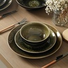 image:imageStone Lain Riley 12Piece Dinnerware Set Stoneware Plates and Bowls Set Dishwasher and Microwave Safe Dish Set for 4 Green and BlueBlack and Green