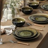 image:imageStone Lain Riley 12Piece Dinnerware Set Stoneware Plates and Bowls Set Dishwasher and Microwave Safe Dish Set for 4 Green and BlueBlack and Green