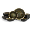 image:imageStone Lain Riley 12Piece Dinnerware Set Stoneware Plates and Bowls Set Dishwasher and Microwave Safe Dish Set for 4 Green and BlueBlack and Green