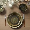 image:imageStone Lain Riley 12Piece Dinnerware Set Stoneware Plates and Bowls Set Dishwasher and Microwave Safe Dish Set for 4 Green and BlueBlack and Green