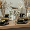 image:imageStone Lain Riley 12Piece Dinnerware Set Stoneware Plates and Bowls Set Dishwasher and Microwave Safe Dish Set for 4 Green and BlueBlack and Green