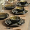 image:imageStone Lain Riley 12Piece Dinnerware Set Stoneware Plates and Bowls Set Dishwasher and Microwave Safe Dish Set for 4 Green and BlueBlack and Green