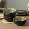 image:imageStone Lain Riley 12Piece Dinnerware Set Stoneware Plates and Bowls Set Dishwasher and Microwave Safe Dish Set for 4 Green and BlueBlack and Green