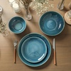 image:imageStone Lain Riley 12Piece Dinnerware Set Stoneware Plates and Bowls Set Dishwasher and Microwave Safe Dish Set for 4 Green and BlueBlue
