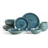 image:imageStone Lain Riley 12Piece Dinnerware Set Stoneware Plates and Bowls Set Dishwasher and Microwave Safe Dish Set for 4 Green and BlueBlue