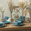 image:imageStone Lain Riley 12Piece Dinnerware Set Stoneware Plates and Bowls Set Dishwasher and Microwave Safe Dish Set for 4 Green and BlueBlue