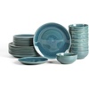 image:imageStone Lain Riley 12Piece Dinnerware Set Stoneware Plates and Bowls Set Dishwasher and Microwave Safe Dish Set for 4 Green and BlueBlue
