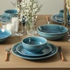 image:imageStone Lain Riley 12Piece Dinnerware Set Stoneware Plates and Bowls Set Dishwasher and Microwave Safe Dish Set for 4 Green and BlueBlue