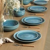 image:imageStone Lain Riley 12Piece Dinnerware Set Stoneware Plates and Bowls Set Dishwasher and Microwave Safe Dish Set for 4 Green and BlueBlue