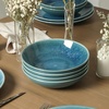 image:imageStone Lain Riley 12Piece Dinnerware Set Stoneware Plates and Bowls Set Dishwasher and Microwave Safe Dish Set for 4 Green and BlueBlue