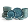 image:imageStone Lain Riley 12Piece Dinnerware Set Stoneware Plates and Bowls Set Dishwasher and Microwave Safe Dish Set for 4 Green and BlueBlue