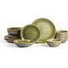 image:imageStone Lain Riley 12Piece Dinnerware Set Stoneware Plates and Bowls Set Dishwasher and Microwave Safe Dish Set for 4 Green and BlueGreen and Blue