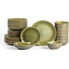 image:imageStone Lain Riley 12Piece Dinnerware Set Stoneware Plates and Bowls Set Dishwasher and Microwave Safe Dish Set for 4 Green and BlueGreen and Blue