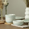 image:imageStone Lain Riley 12Piece Dinnerware Set Stoneware Plates and Bowls Set Dishwasher and Microwave Safe Dish Set for 4 Green and BlueSeafoam