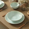image:imageStone Lain Riley 12Piece Dinnerware Set Stoneware Plates and Bowls Set Dishwasher and Microwave Safe Dish Set for 4 Green and BlueSeafoam