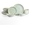 image:imageStone Lain Riley 12Piece Dinnerware Set Stoneware Plates and Bowls Set Dishwasher and Microwave Safe Dish Set for 4 Green and BlueSeafoam