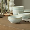 image:imageStone Lain Riley 12Piece Dinnerware Set Stoneware Plates and Bowls Set Dishwasher and Microwave Safe Dish Set for 4 Green and BlueSeafoam